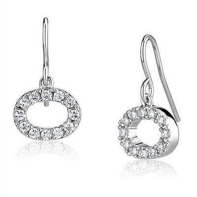 3W1278 - Rhodium Brass Earrings with AAA Grade CZ  in Clear A874-3W1278