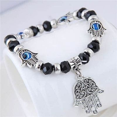 Magic Hands Theme Beads Fashion Women Costume Bracelet - Black A392-fabr2297