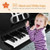 30-Key Wood Toy Kids Grand Piano with Bench & Music Rack-Black - Color: Black D681-MU10035BK