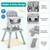 6-in-1 Convertible Baby High Chair with Adjustable Removable Tray-Gray B593-AD10030