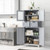 4 Door Freee-Standing Bathroom Cabinet with 2 Drawers and Glass Doors-Gray - Color: Gray D681-JV10643GR