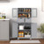 4 Door Freee-Standing Bathroom Cabinet with 2 Drawers and Glass Doors-Gray - Color: Gray D681-JV10643GR