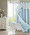 Light Blue Sheer and Grid Shower Curtain and Liner Set N270-399760