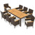 9 Piece Outdoor Dining Set with Acacia Wood Table Top-Beige - Color: Beige D681-HW73184WH+