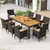 9 Piece Outdoor Dining Set with Acacia Wood Table Top-Beige - Color: Beige D681-HW73184WH+