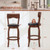 Swivel Bar Stools Set of 2 with Rubber Wood Frame and Upholstered Seat-29 Inch - Color: Black & Bro D681-JV11964ES-29