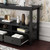3 Tier Vintage Solid Console Table with 3 Drawers and Shelves, Industrial Console Table Coffee Tabl T575-S0671269869