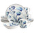 Elama Peony Garden 16 Piece Floral Design Round Porcelain Dinnerware Set in Blue D970-ELM-PEONY-GARDEN