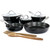 Kenmore Logan 10 Piece Aluminum Nonstick Cookware Set in Black with Wood Utensils D970-82911.10