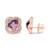 18K Rose Gold 3/8 Cttw Diamond and 11x11mm Clover-Cut Purple Amethyst Gemstone Clover Halo Stud Ear N162-020436EN50