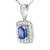 18K White Gold 1/4 Cttw Round Diamond and 6x4mm Purple Tanzanite Halo 18" Pendant Necklace (H-I Col N162-019902NASH