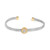 18K Yellow Gold Plated .925 Sterling Silver Diamond Accent  and Fleur Di Lis Medallion Bangle Brace N162-022030BS33