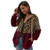 Leopard Prints Mingled Contrast Style Long Sleeves Winter Fashion Women Top - Wine Red A392-fast0153