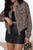 Dark Khaki Leopard Print Corduroy Irregular Hem Buttoned Jacket T543-8793114673394