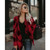 Plaid Lapel Style Autumn/ Winter High Fashion Women Top - Red A392-fast0064