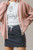 Pink Stripe Contrast Trim V Neck Buttoned Front Pocketed Knit Cardigan T543-8793088131314