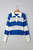 Blue Stripe Colorblock Polo Collar Eyelet Crochet Knitted Sweater T543-8783306522866