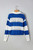 Blue Stripe Colorblock Polo Collar Eyelet Crochet Knitted Sweater T543-8783306522866