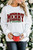 Beige MERRY Christmas Heat Transfer Printing Crewneck Pullover Sweatshirt T543-8797491560690