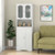 64.5 Inches Tall Bathroom Storage Cabinet with Frost Glass Doors and Shelves-White - Color: White D681-JV11752WH