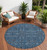 8' Round Blue and Black Round Floral Washable Non Skid Indoor Outdoor Area Rug N270-564307