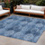 9' X 12' Navy Blue Floral Medallion Washable Non Skid Indoor Outdoor Area Rug N270-562969