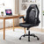 Leather Office Chair Ergonomic Computer Desk Chair with Flip-up Armrests-Black - Color: Black D681-CB11163DK