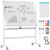 48 x 36 Inches Rolling Double-Sided Whiteboard with Magnetic Surface-White - Color: White D681-CB10214WH
