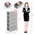 23" Gray and White Steel and Fabric Six Drawer Chest N270-484712