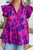 Rose Floral Print Collared Button Neckline Flutter Sleeve Blouse T543-8787335151858