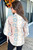 Khaki Geometric Print Tassel Tie Split Neck Balloon Sleeve Blouse T543-8793108611314