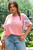 Pink Plus Size Floral Patchwork Ruffled Short Sleeve Blouse T543-8787284066546