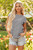 Black Stripe Ribbed Cap Sleeve Round Neck T Shirt T543-8786230313202