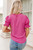 Rose Solid Color Smocked Puff Sleeve Blouse T543-8783345484018