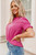 Rose Solid Color Smocked Puff Sleeve Blouse T543-8783345484018