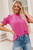 Rose Solid Color Smocked Puff Sleeve Blouse T543-8783345484018