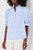 Sky Blue Stripe Ruffled Collar Puff Sleeve Half Buttons Blouse T543-8784215867634
