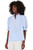 Sky Blue Stripe Ruffled Collar Puff Sleeve Half Buttons Blouse T543-8784215867634