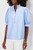 Sky Blue Stripe Ruffled Collar Puff Sleeve Half Buttons Blouse T543-8784215867634