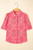 Rose Red Floral Print Wide Short Sleeve Loose Shirt T543-8779851399410