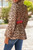 Khaki Cheetah Color Block V Neck Balloon Sleeve Babydoll Blouse T543-8783391293682