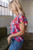 Rose Red Ruffled Sleeve Floral Blouse T543-8787349962994