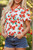 Red Floral Print Ruffled Puff Sleeve Elegant Summer Shirt T543-8784186409202
