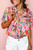 Rose Tropical Vacation Vibe Printed Button Up Short Sleeve Shirt T543-8783310553330