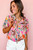 Rose Tropical Vacation Vibe Printed Button Up Short Sleeve Shirt T543-8783310553330