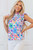 Light Blue Geometric Printed Flutter Sleeve Mock Neck Shirred Blouse T543-8794178158834