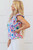 Light Blue Geometric Printed Flutter Sleeve Mock Neck Shirred Blouse T543-8794178158834