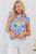 Light Blue Geometric Printed Flutter Sleeve Mock Neck Shirred Blouse T543-8794178158834