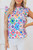 Light Blue Geometric Printed Flutter Sleeve Mock Neck Shirred Blouse T543-8794178158834