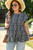 Black Leopard Print Ruffled Short Sleeve Keyhole Back Tiered Flowy Plus Size Blouse T543-8787328925938